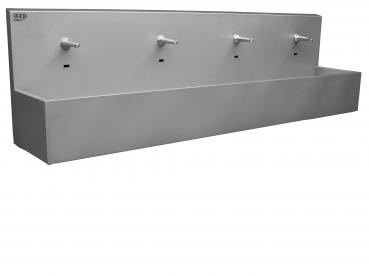 Automatische Edelstahl-Waschrinne mit fünf Armaturen, 3000 mm, wandhängend, AUL03Z.4