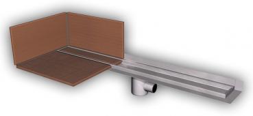 Designer Bodenablaufrinne, Eckausführung zum einlegen von Fliesen, 800 mm, PZ014L.800